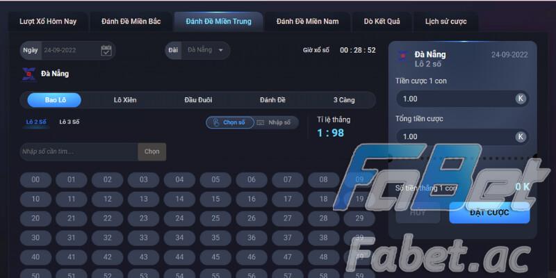Đến với đánh đề miền Trung của lô đề lộc phát Fabet, anh em chỉ cần dự đoán con số cuối 