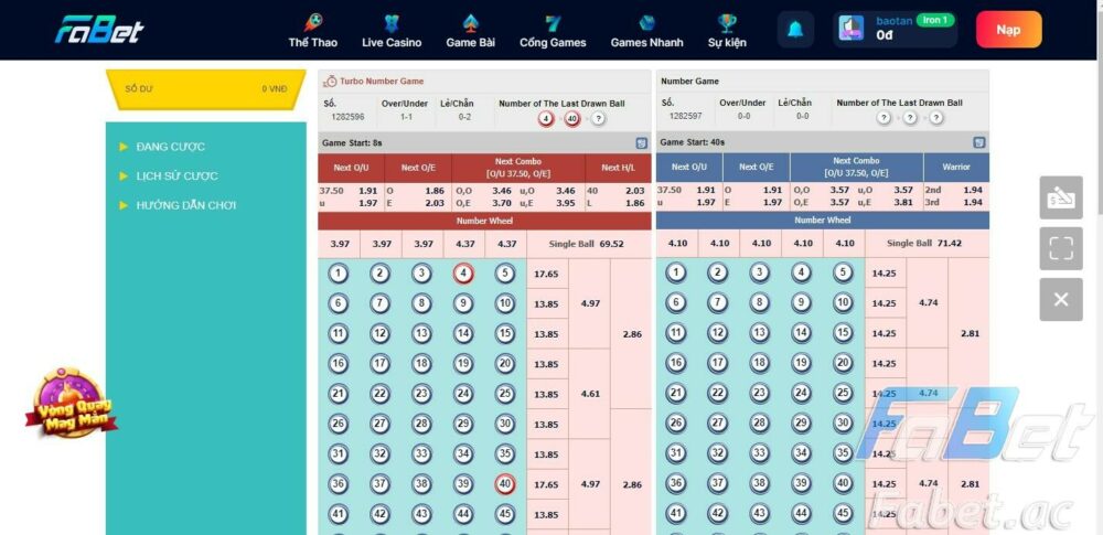 Hướng dẫn chơi Numbers Game Fabet